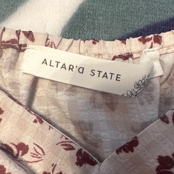 Altar'd State Cream and Purple Floral Blouse - Picture 2 of 3